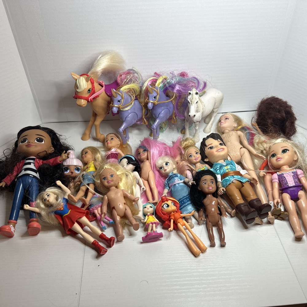 Girls Toys Junk Drawer Lot Dolls & Horses